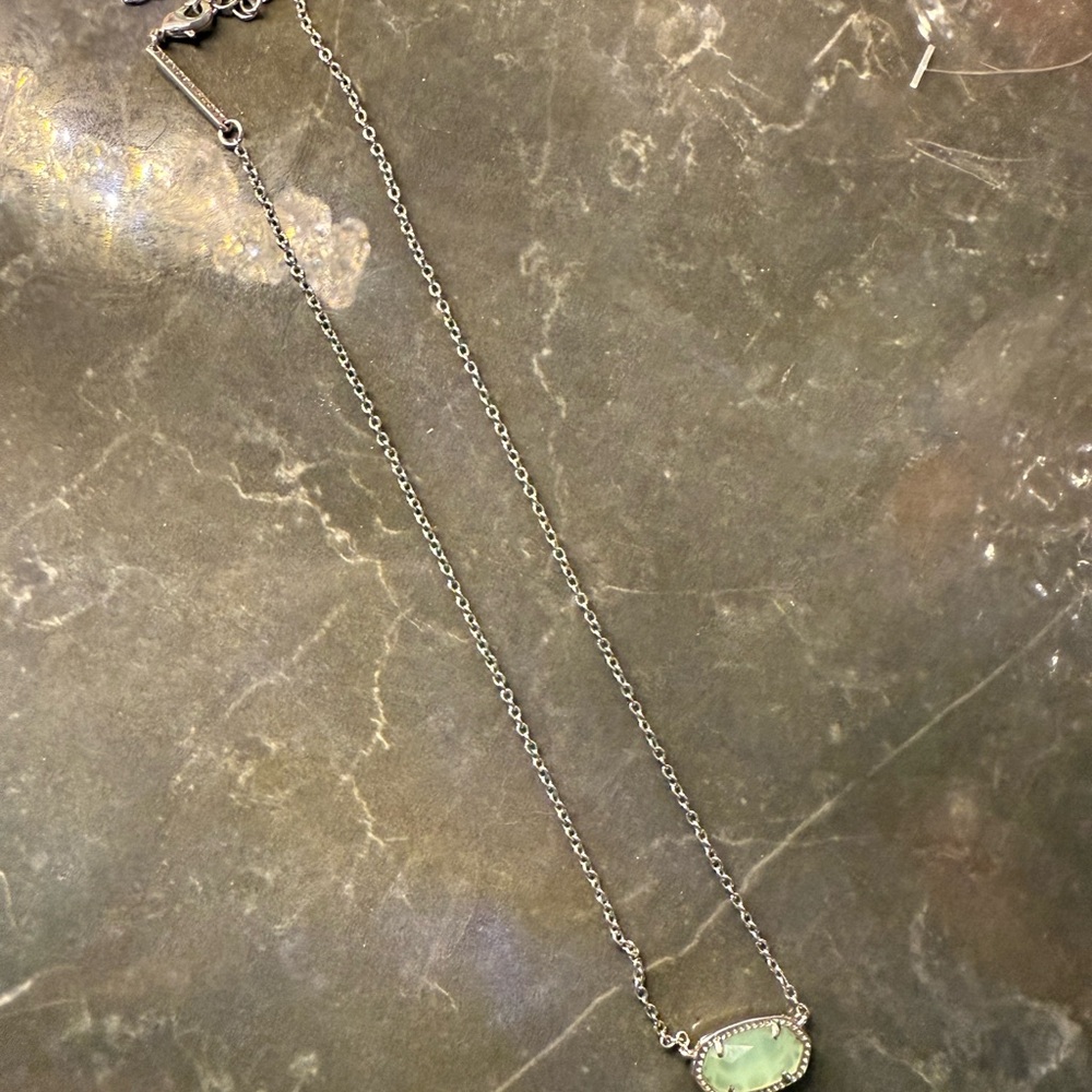Kendra Scott Silver Necklace with Mint Green Pendant